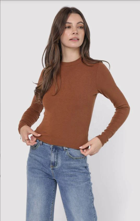 Ronan Crewneck Top - Brown