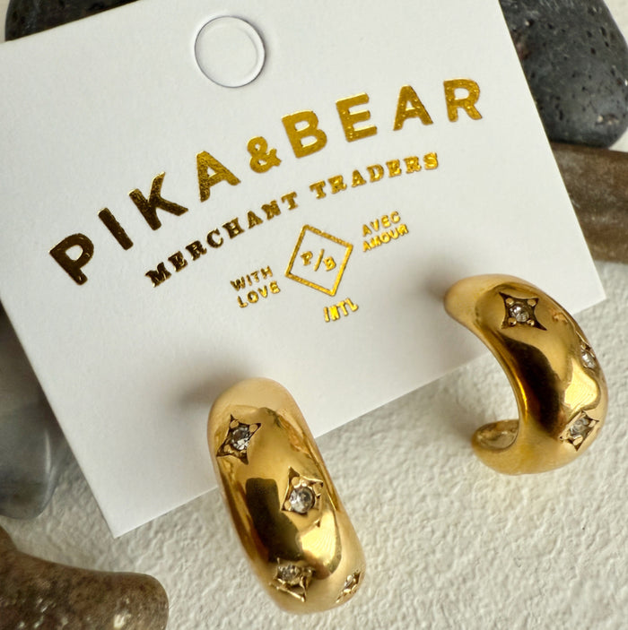 PIKA & BEAR Lascaux - Rhinestone Stars Hoop Earrings