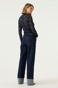 Navy lace long sleeve