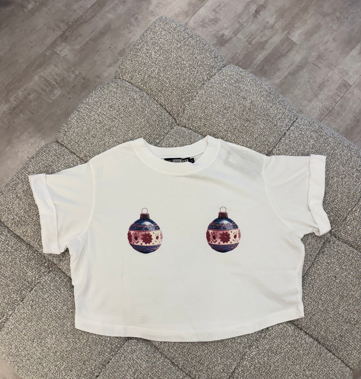 Ornaments Crop Boyfriend Tee - White