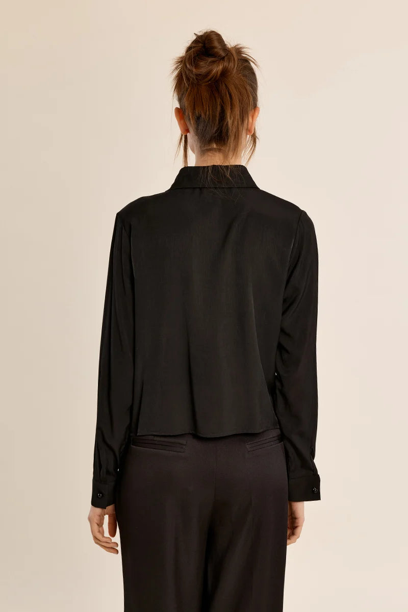 MOLLY BRACKEN - Ladies Woven Shirt Lace Front - Black