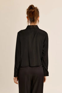 MOLLY BRACKEN - Ladies Woven Shirt Lace Front - Black