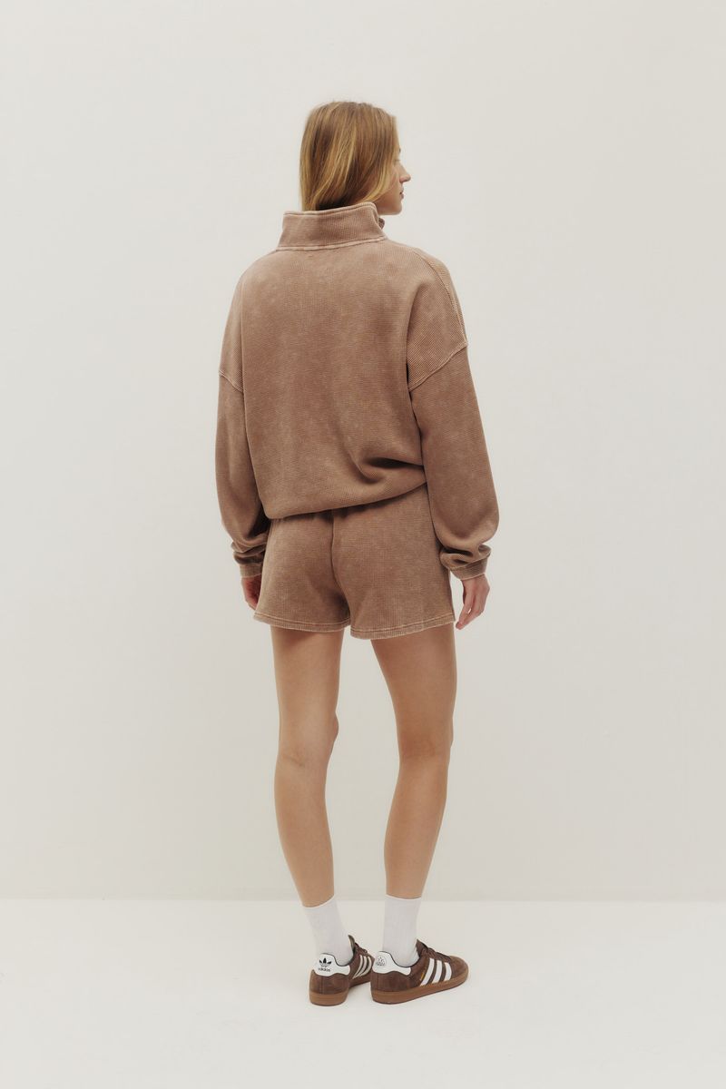 KUWALLA - Bailey Waffle Zip Up with Tyla Waffle Shorts - Washed Sand