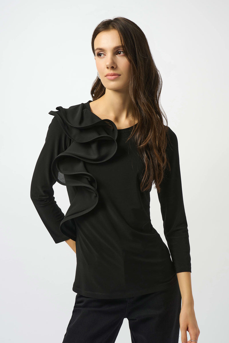 Silky Knit Fitted Ruffled Top