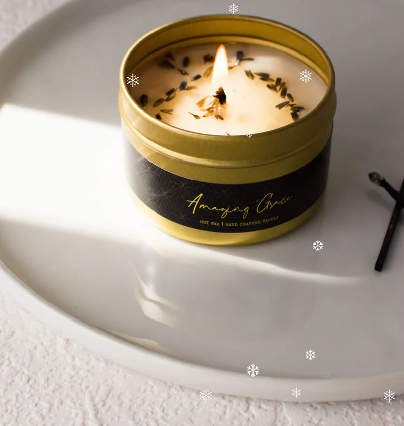 Bougie miniature EBONY & IVORY Amazing Grace en étain - 4oz