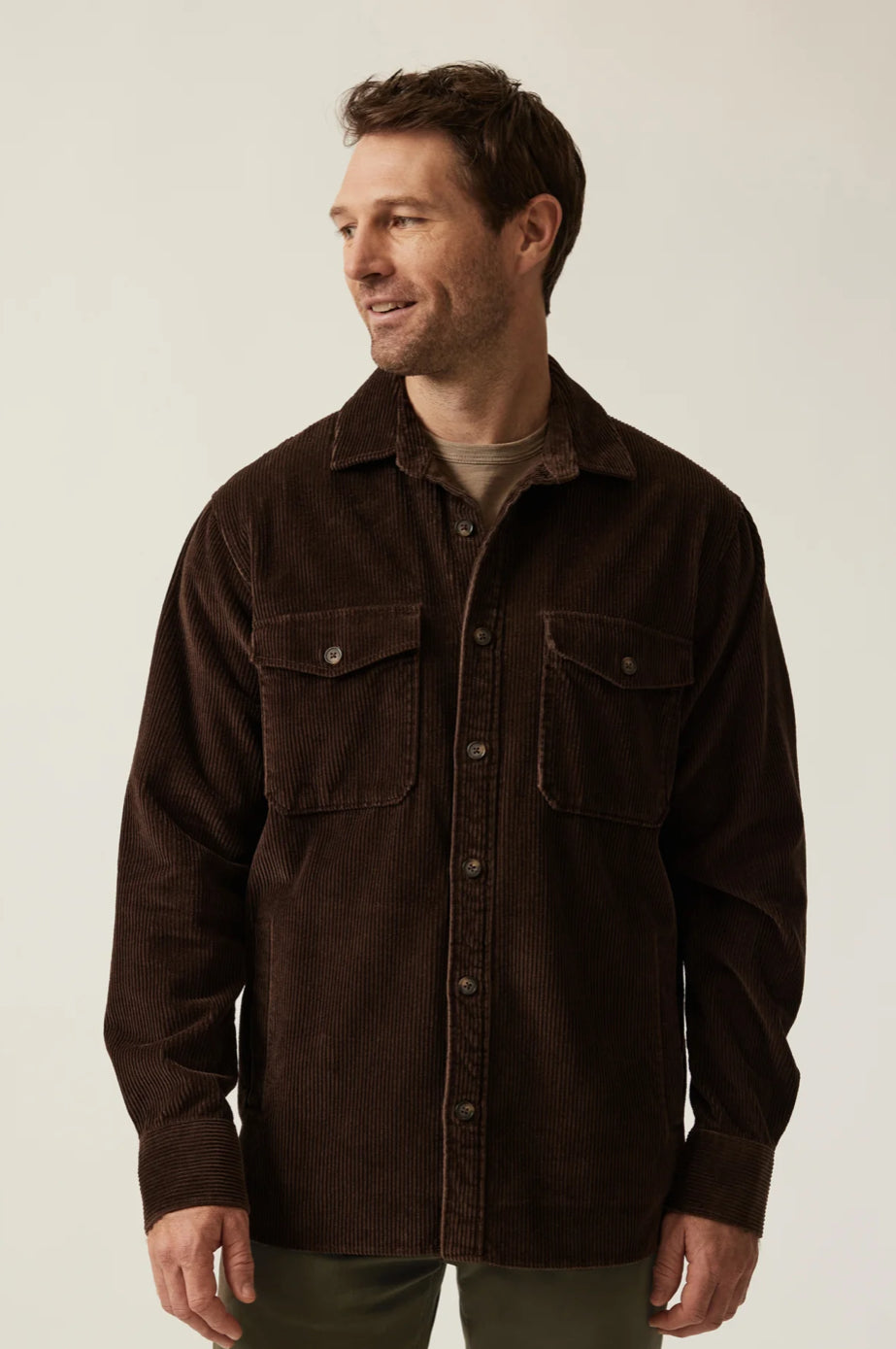Corduroy Overshirt in Chocolate Brown