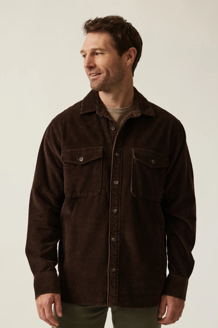 Corduroy Overshirt in Chocolate Brown
