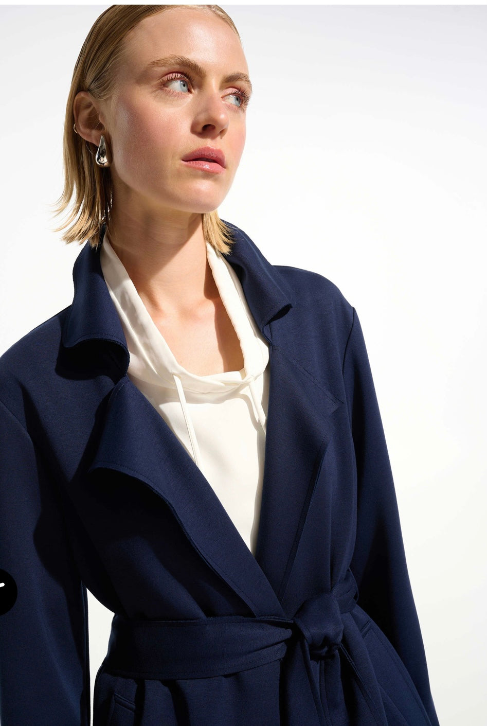 Scuba Jersey Straight Coat With Sash