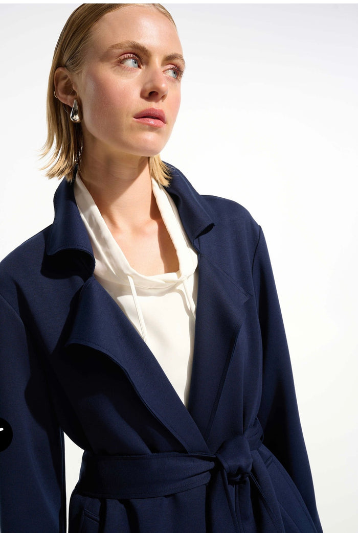 Scuba Jersey Straight Coat With Sash