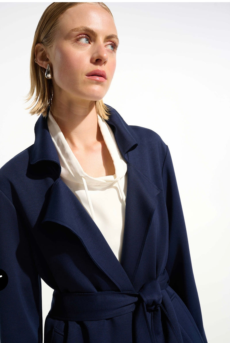 Scuba Jersey Straight Coat With Sash