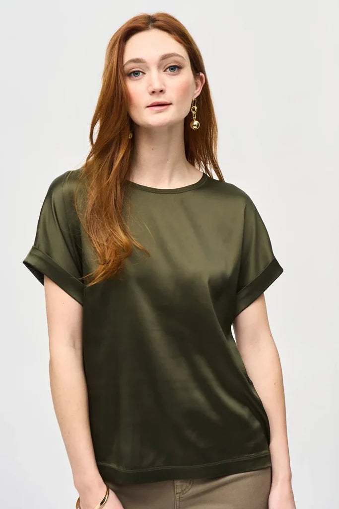 Satin Short Sleeve Top