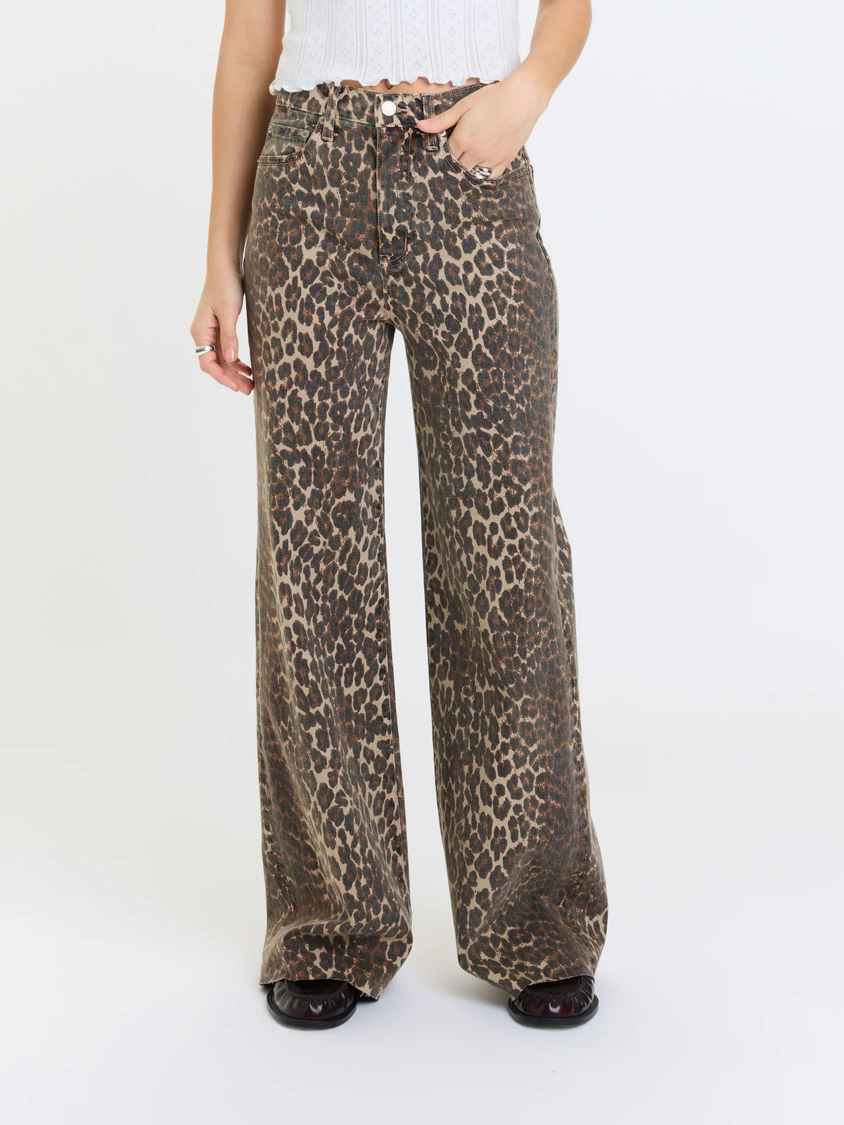 DAZE Far Out High Waisted Wide Leg - Cool Cat