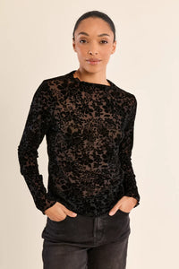 MOLLY BRACKEN Semi-Transparent Top with Stand-up Collar