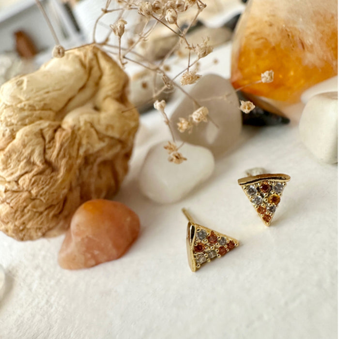 Slice - Gem Encrusted Pizza Stud Earrings