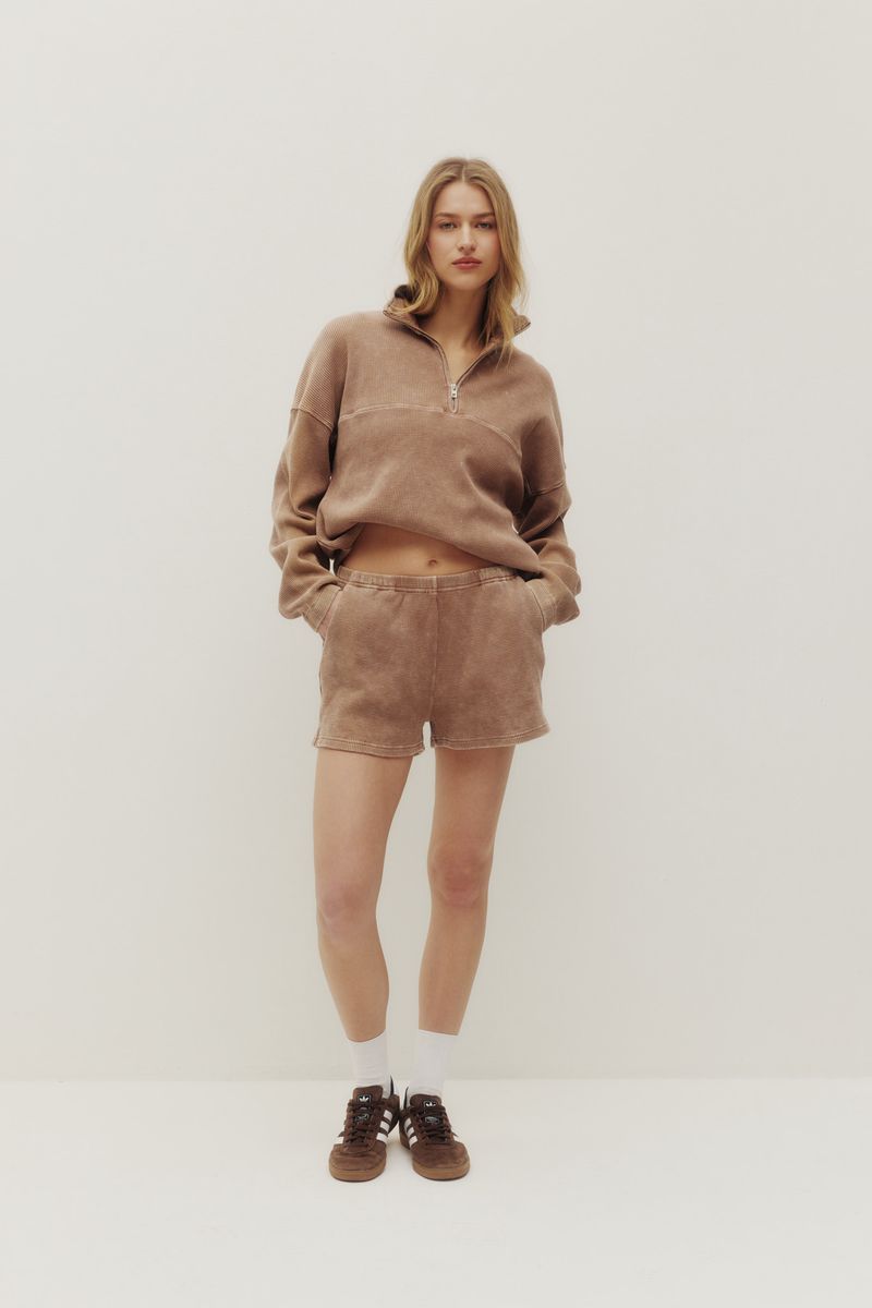 KUWALLA - Bailey Waffle Zip Up with Tyla Waffle Shorts - Washed Sand