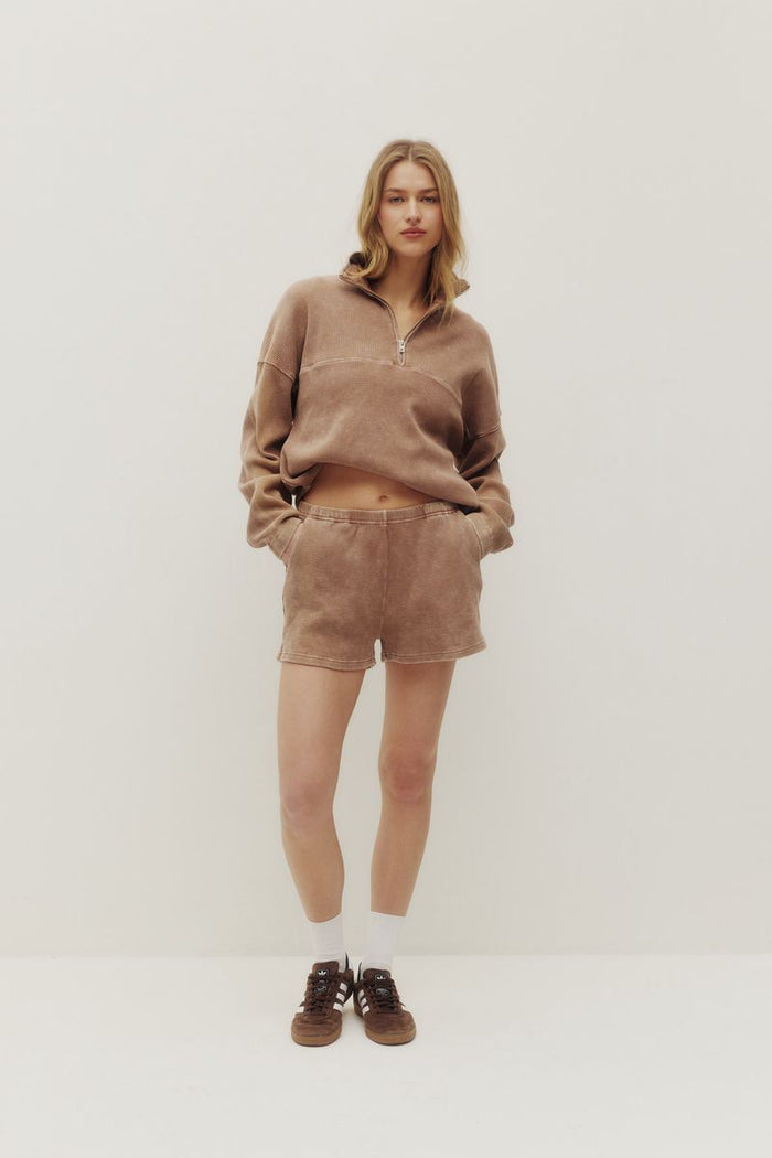 KUWALLA - Bailey Waffel Zip Up - Washed Sand