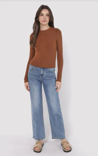 Ronan Crewneck Top - Brown
