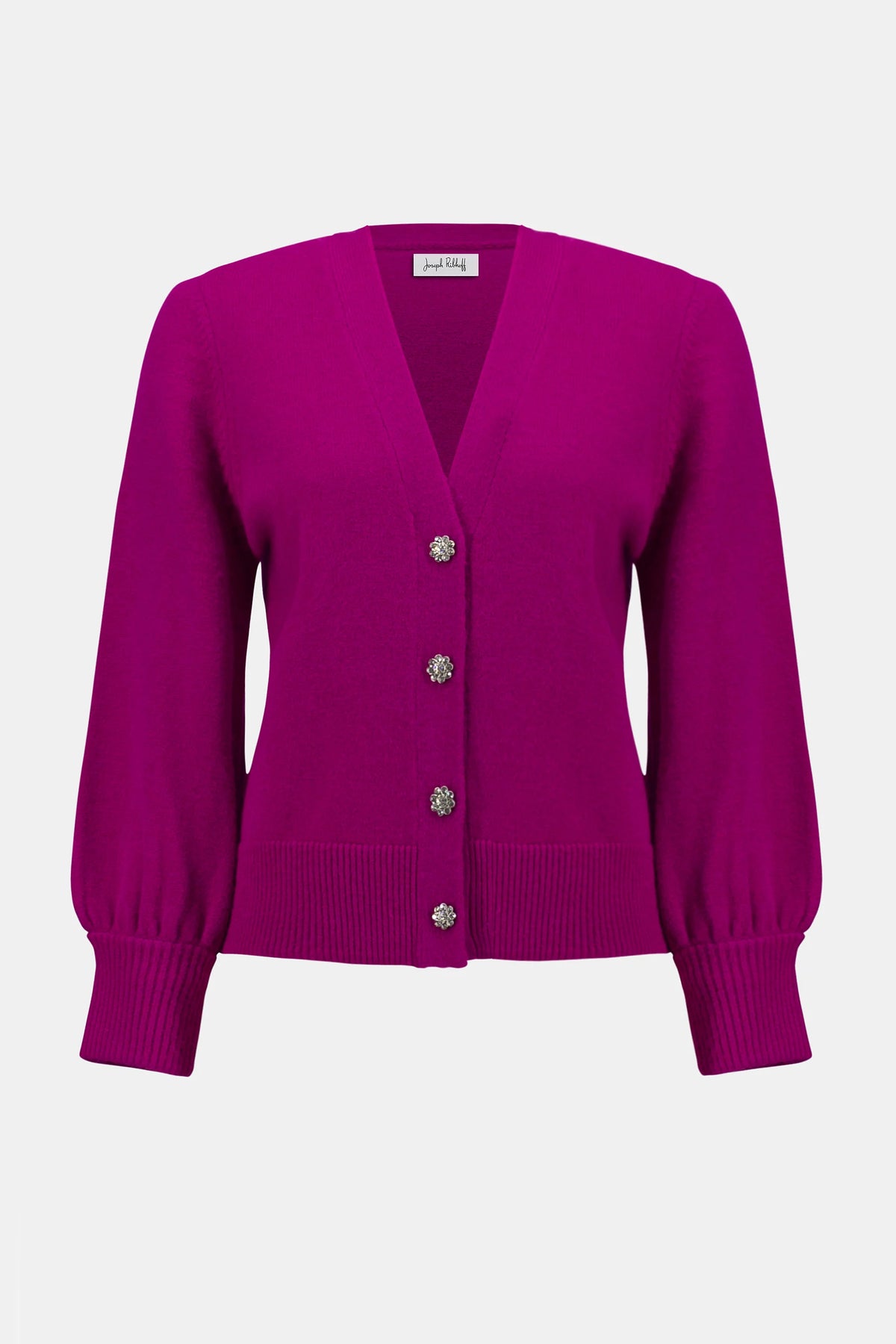Sweater Knit Cardigan with Puff Sleeves