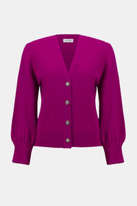 Sweater Knit Cardigan with Puff Sleeves