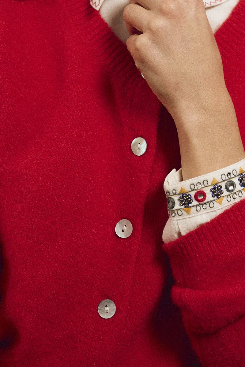 MOLLY BRACKEN Ladies Knitted Cardigan - Red