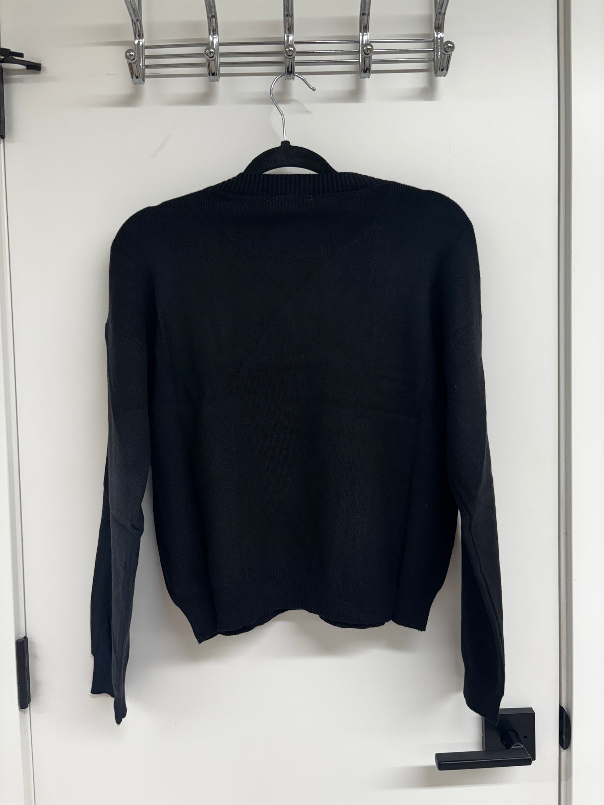 ASTRID Black Sweater with Leather Accents