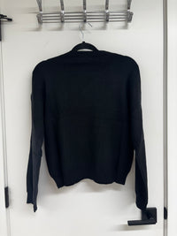 ASTRID Black Sweater with Leather Accents