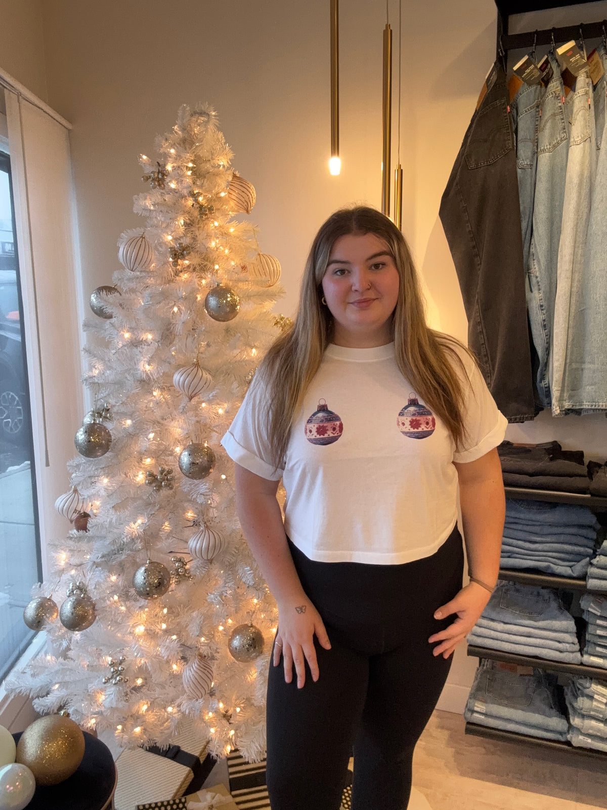 Ornaments Crop Boyfriend Tee - White