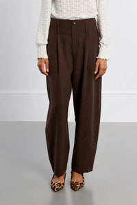 MOLLY BRACKEN Pleated Barrel Trousers - Brown