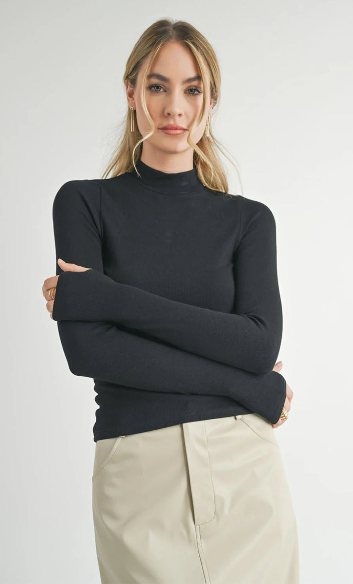 Ronan Turtleneck Knit Top With Thumbholes