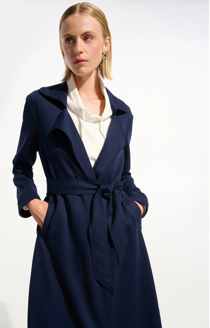 Scuba Jersey Straight Coat With Sash