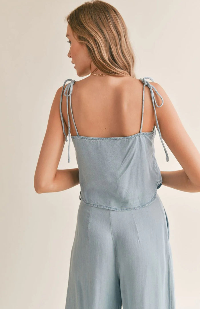 Soft Breeze Chambray Tie Tank