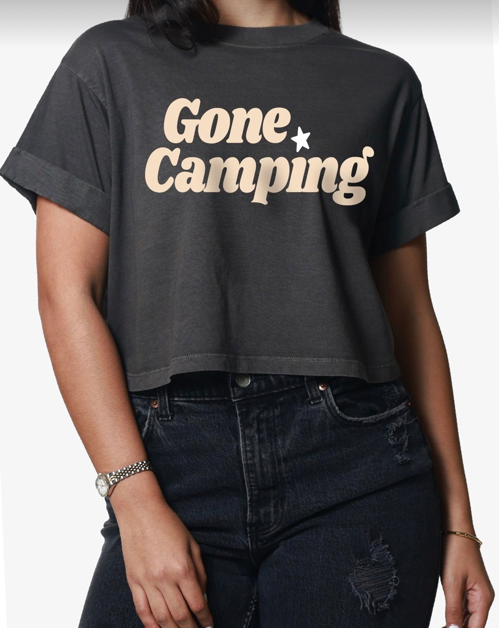 GIRL DANGEROUS - Gone Camping Crop Boyfriend Tee