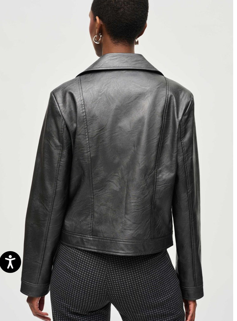 Metallic Faux Leather Biker Jacket