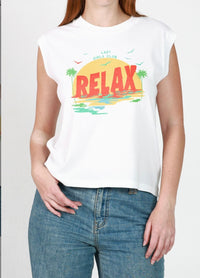 GIRL DANGEROUS - Relax Moto Tee - Vintage White