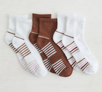 LEMON Women's Powder Stripe Quarter Crew Socks - 3 Pack