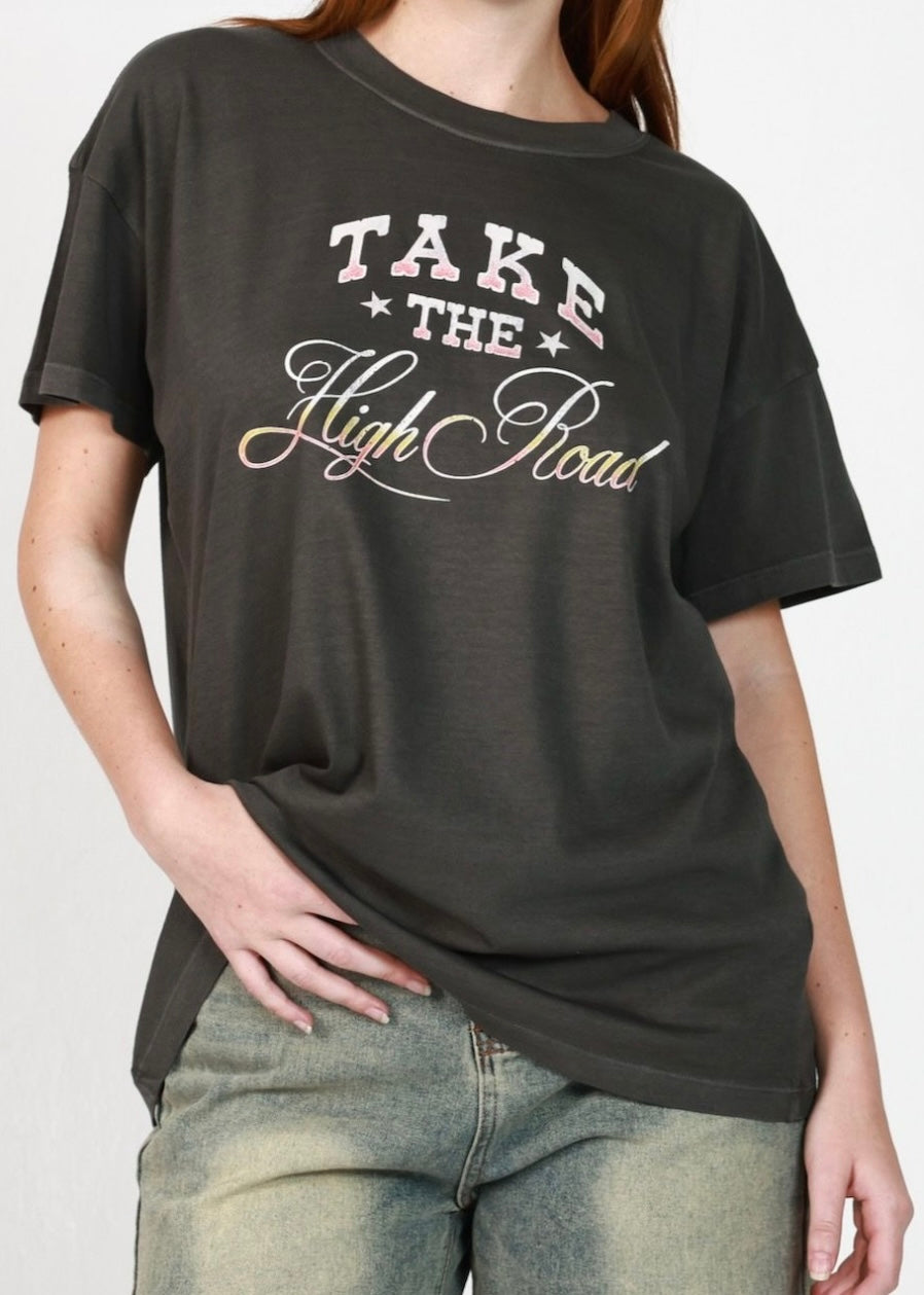 GIRL DANGEROUS - Take The High Road Oversized Tee - Vintage Black
