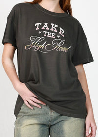GIRL DANGEROUS - Take The High Road Oversized Tee - Vintage Black