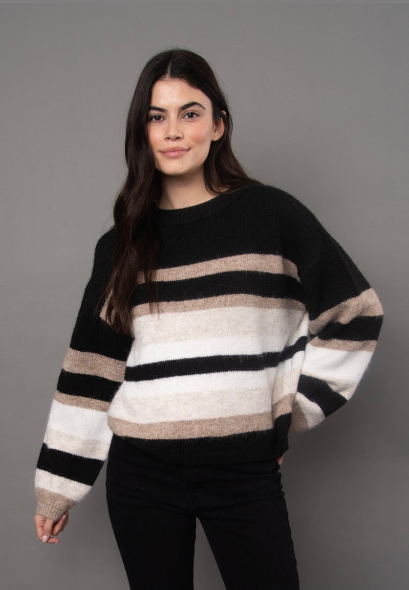 RD STYLE - Faustina Stripe Pull Over Sweater