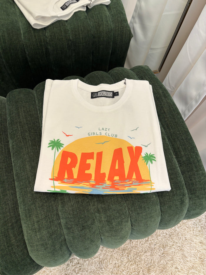 GIRL DANGEROUS - Relax Moto Tee - Vintage White
