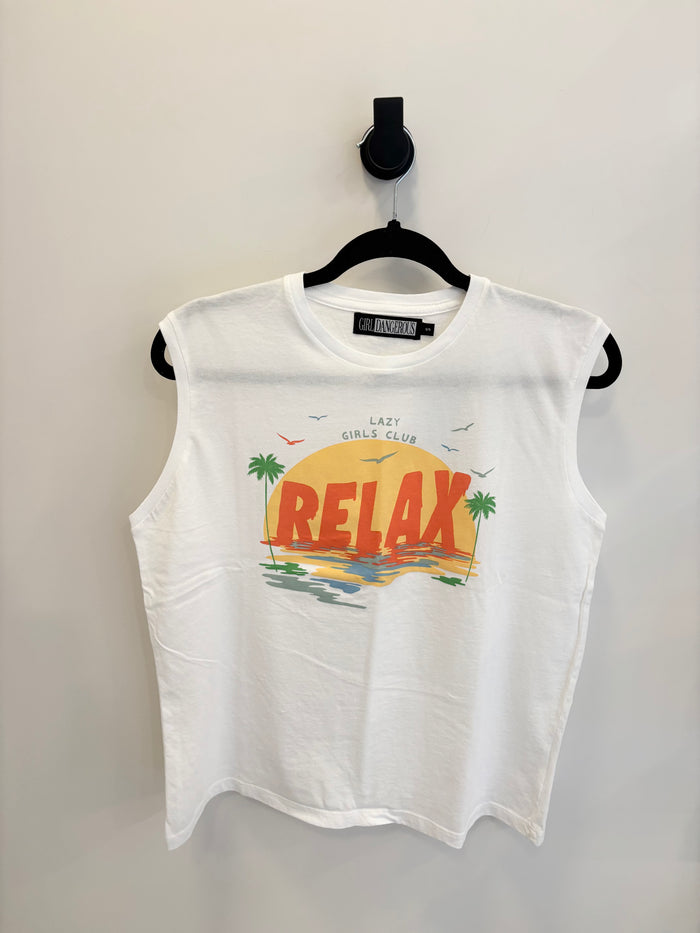 GIRL DANGEROUS - Relax Moto Tee - Vintage White