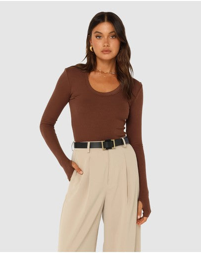 Sinclaire Long Sleeve Top- Chocolate