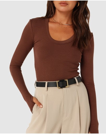 Sinclaire Long Sleeve Top- Chocolate