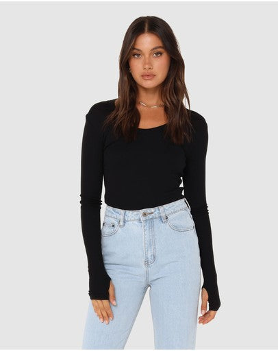 Sinclaire Long Sleeve Top- Black