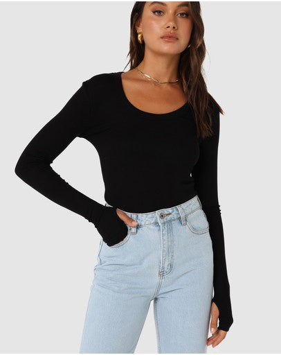 Sinclaire Long Sleeve Top- Black