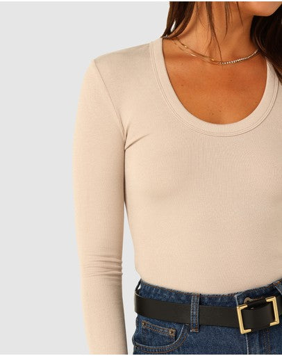 Sinclaire Long Sleeve Top- Cream