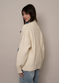 RD STYLE Monet Long Sleeve Shawl Neck Denim Combo Cardigan