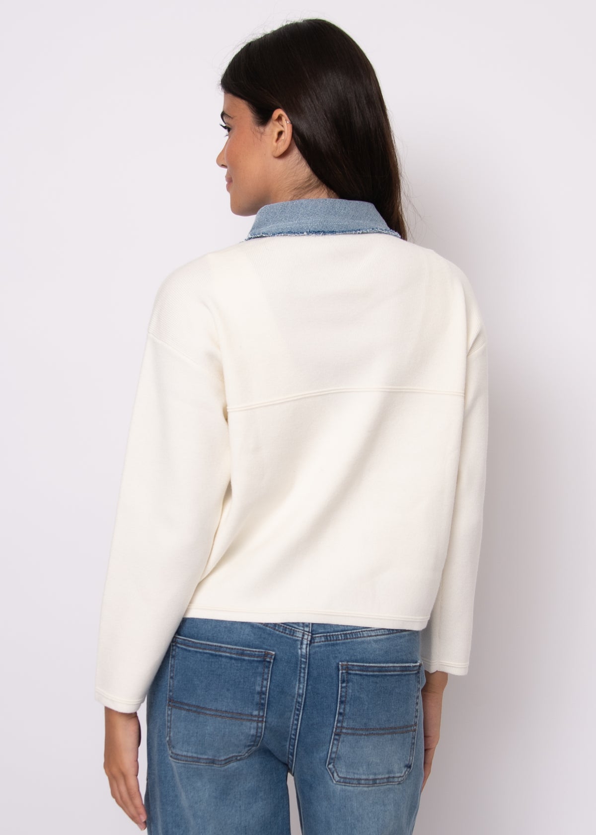 RD STYLE Avril Long Sleeve Denim Combo Cardigan