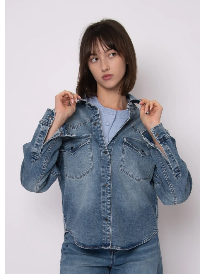 RD STYLE Lizette Stretch Denim Button Shirt
