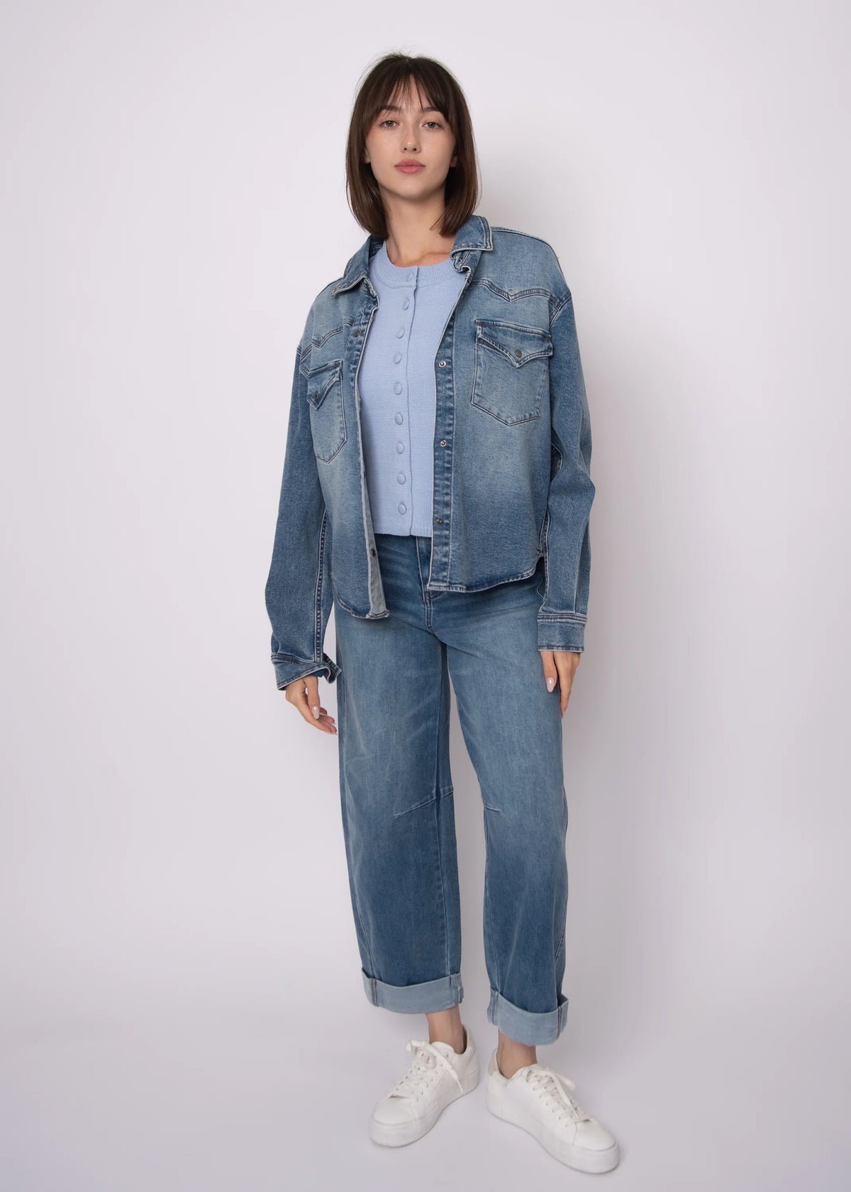 RD STYLE Lizette Stretch Denim Button Shirt