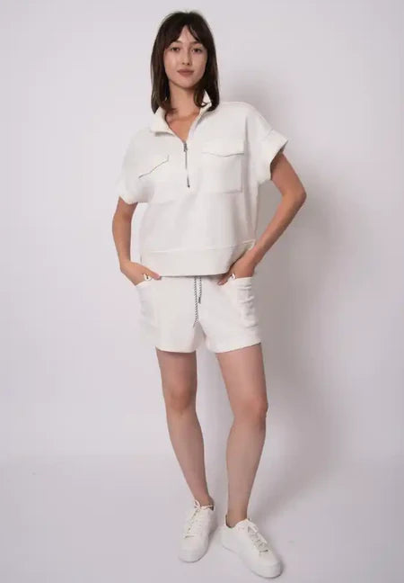 RD STYLE Darcia Soft Knit Shorts and Dua Soft Knit Half Zip Top  - Set